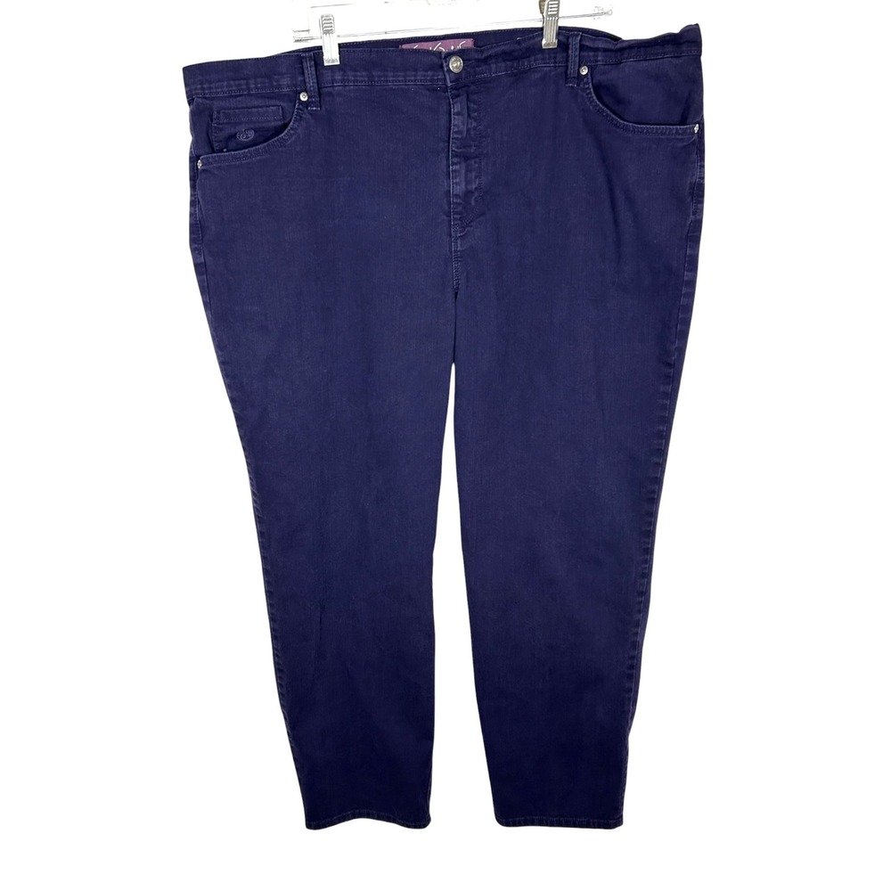 Gloria Vanderbilt Amanda Purple Tapered Leg Jeans Plus Size 22W Embroidered